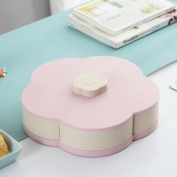 Rotating Fruit Bowl Petal Shape Snack Storage Tray