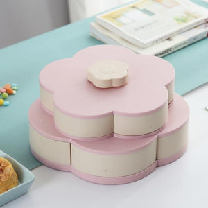 Rotating Fruit Bowl Petal Shape Snack Storage Tray
