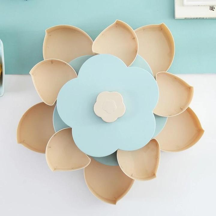 Rotating Fruit Bowl Petal Shape Snack Storage Tray