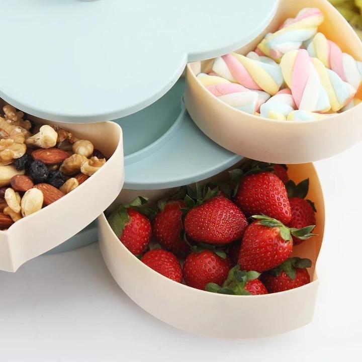 Rotating Fruit Bowl Petal Shape Snack Storage Tray
