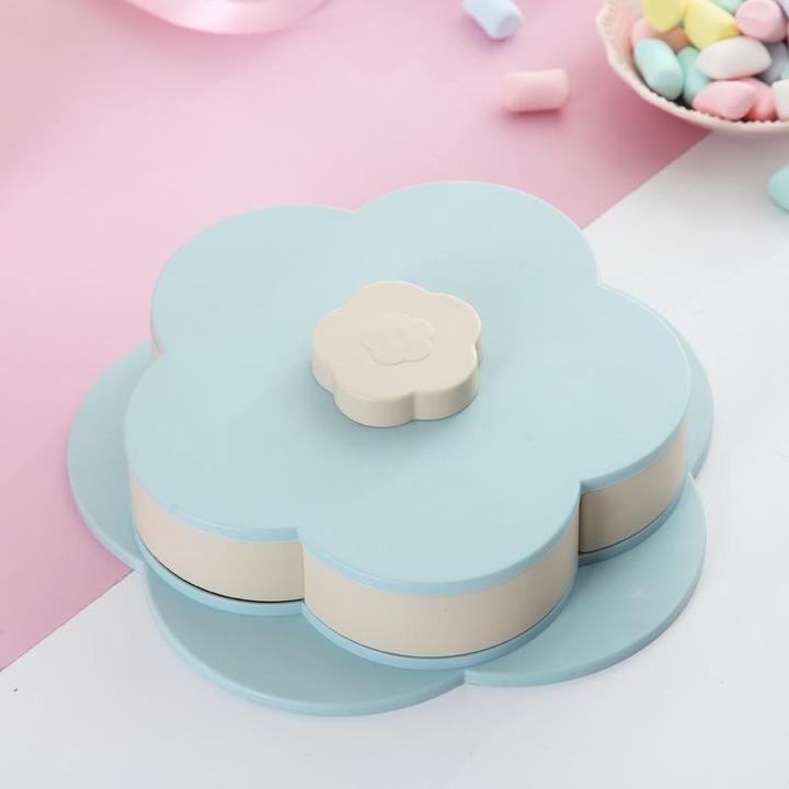 Rotating Fruit Bowl Petal Shape Snack Storage Tray