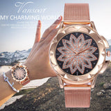 reloj mujer Women's Watches TOP Brand Female Clock Rose Gold Flower Rhinestone montre femme Women Wrist Watch relogio feminino