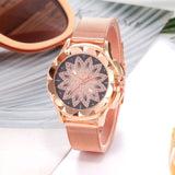 reloj mujer Women's Watches TOP Brand Female Clock Rose Gold Flower Rhinestone montre femme Women Wrist Watch relogio feminino