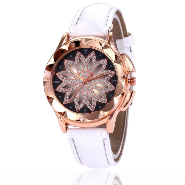 reloj mujer Women's Watches TOP Brand Female Clock Rose Gold Flower Rhinestone montre femme Women Wrist Watch relogio feminino
