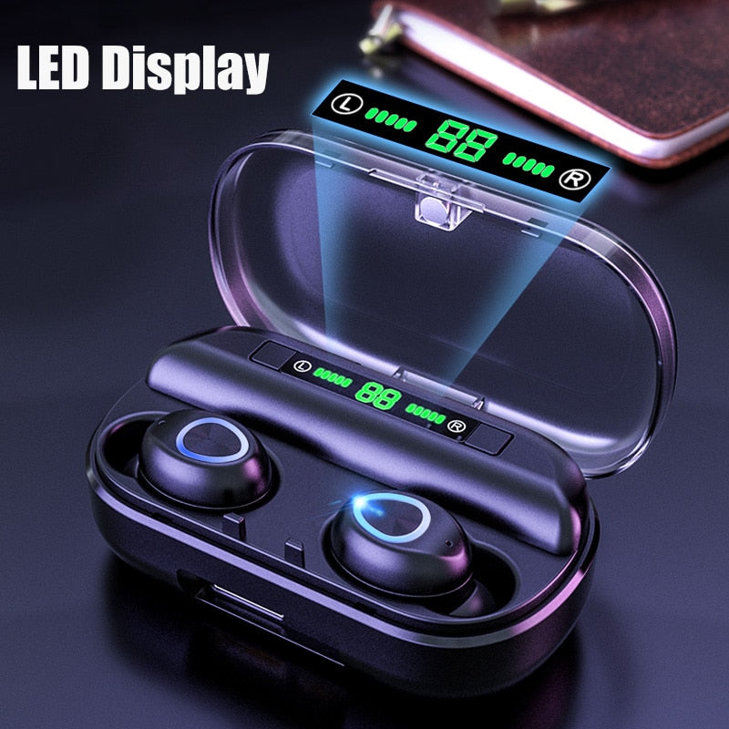 Wireless Bluetooth 5.0 Earphones 8D Stereo Mini Wireless Headphone Waterproof Sport Earbuds Headset Earphone Mic + Charging Case