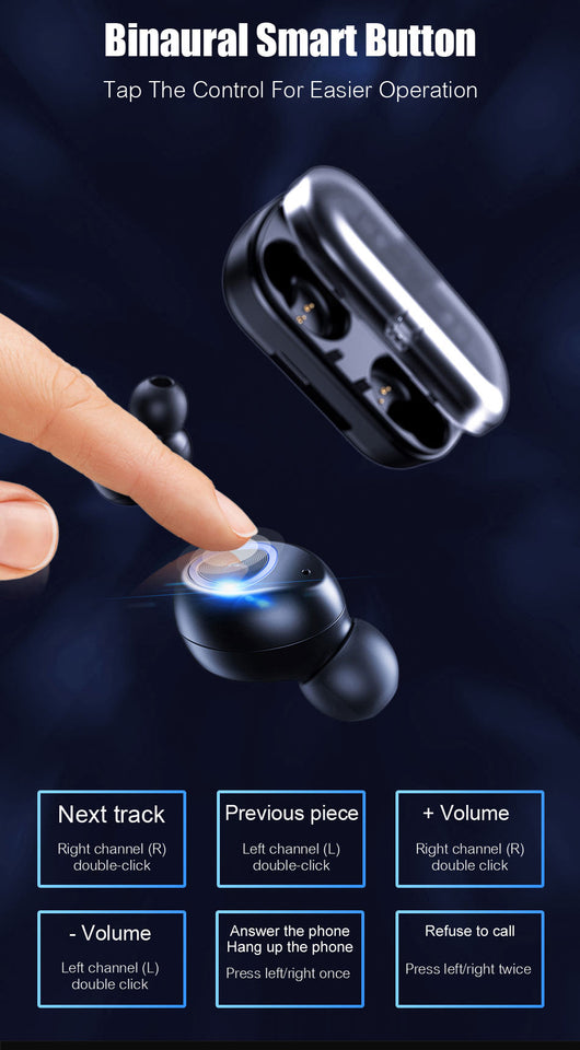 Wireless Bluetooth 5.0 Earphones 8D Stereo Mini Wireless Headphone Waterproof Sport Earbuds Headset Earphone Mic + Charging Case