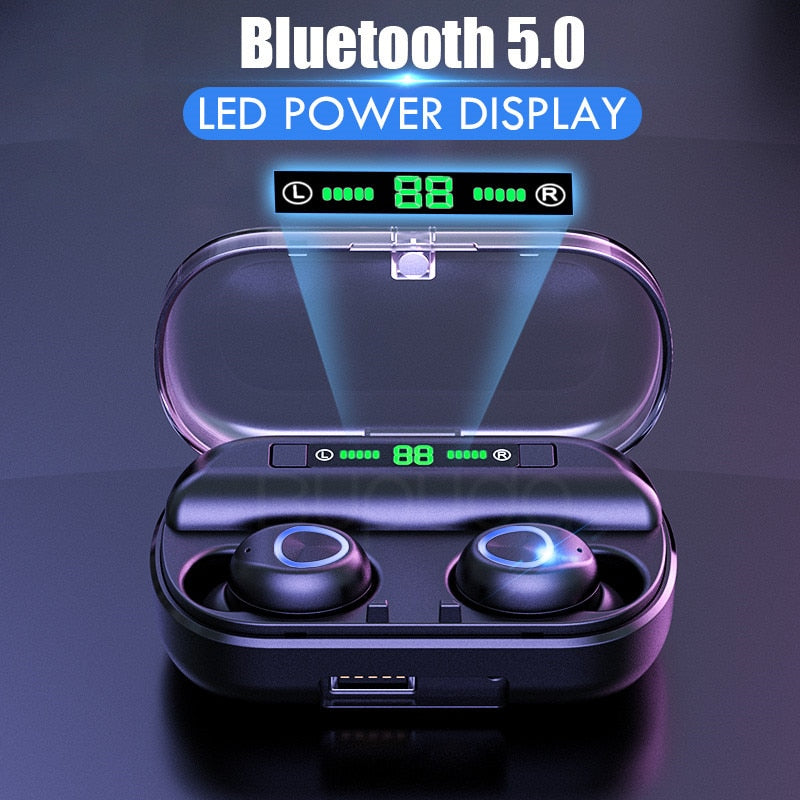 Wireless Bluetooth 5.0 Earphones 8D Stereo Mini Wireless Headphone Waterproof Sport Earbuds Headset Earphone Mic + Charging Case
